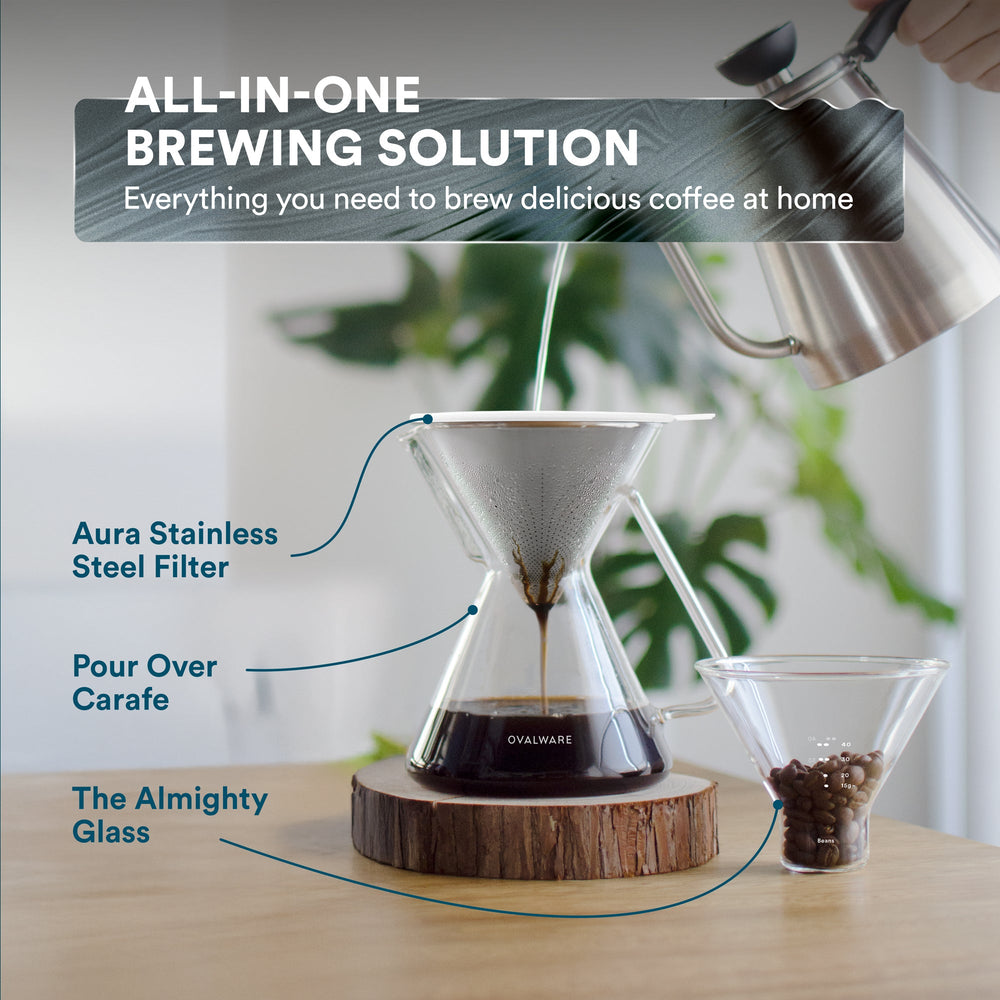 Ovalware Pour-Over Coffee Maker with Reusable Filter | 500 ml / 17 oz