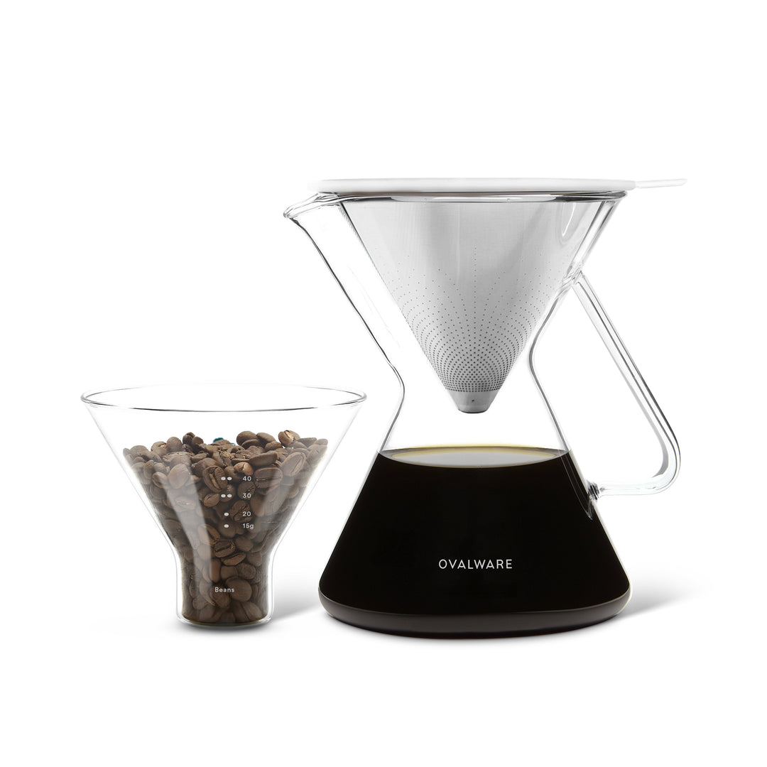 Ovalware Pour-Over Coffee Maker with Reusable Filter | 500 ml / 17 oz