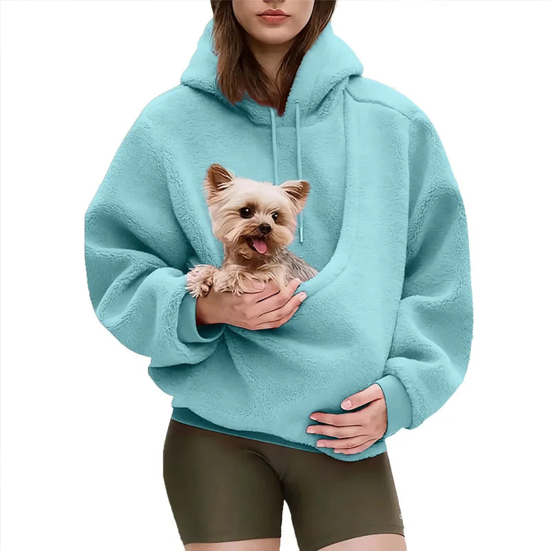 Plush Hooded Pet Pocket Sweatshirt - Unisex