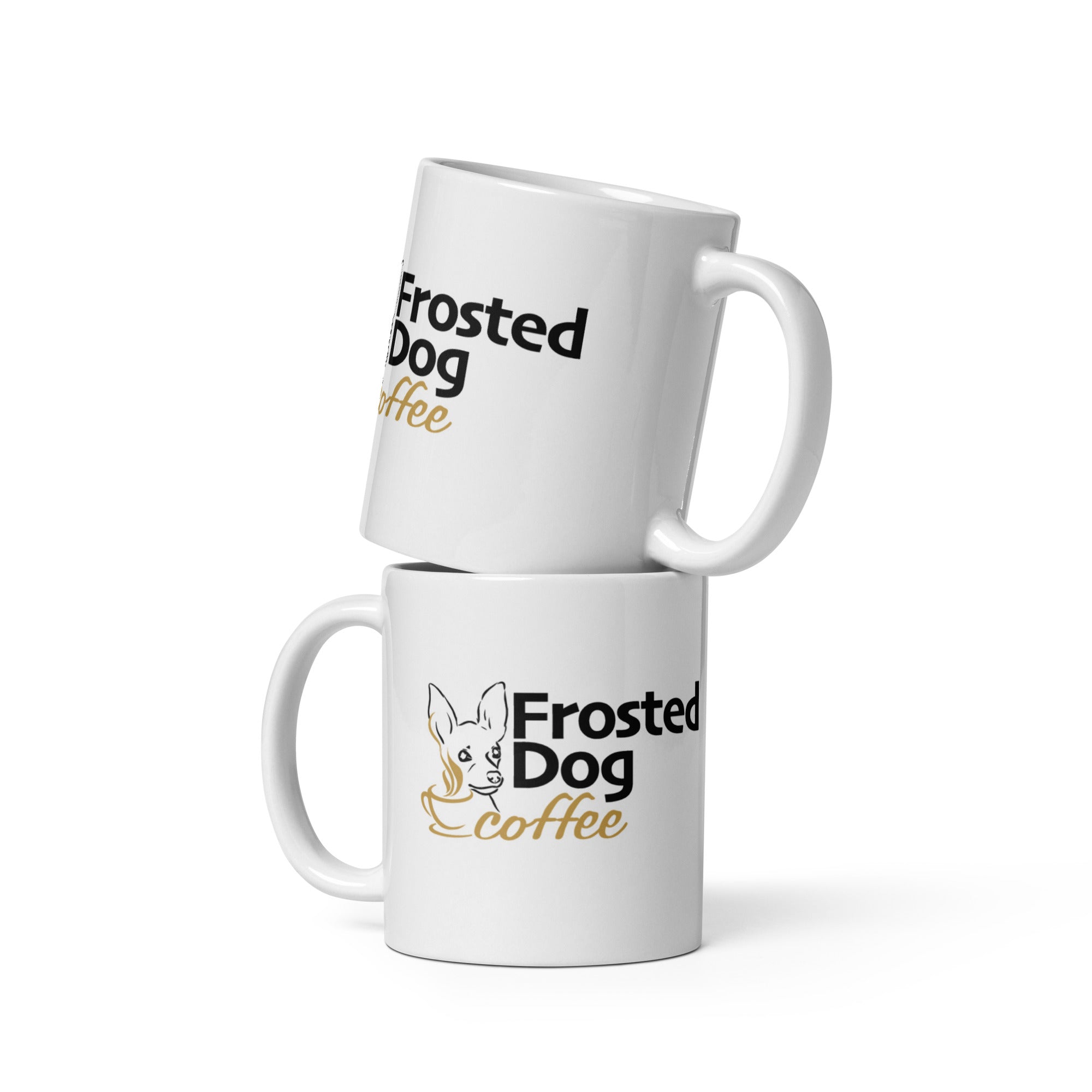 Frosted Dog Coffee Mug — White Glossy Ceramic Mug