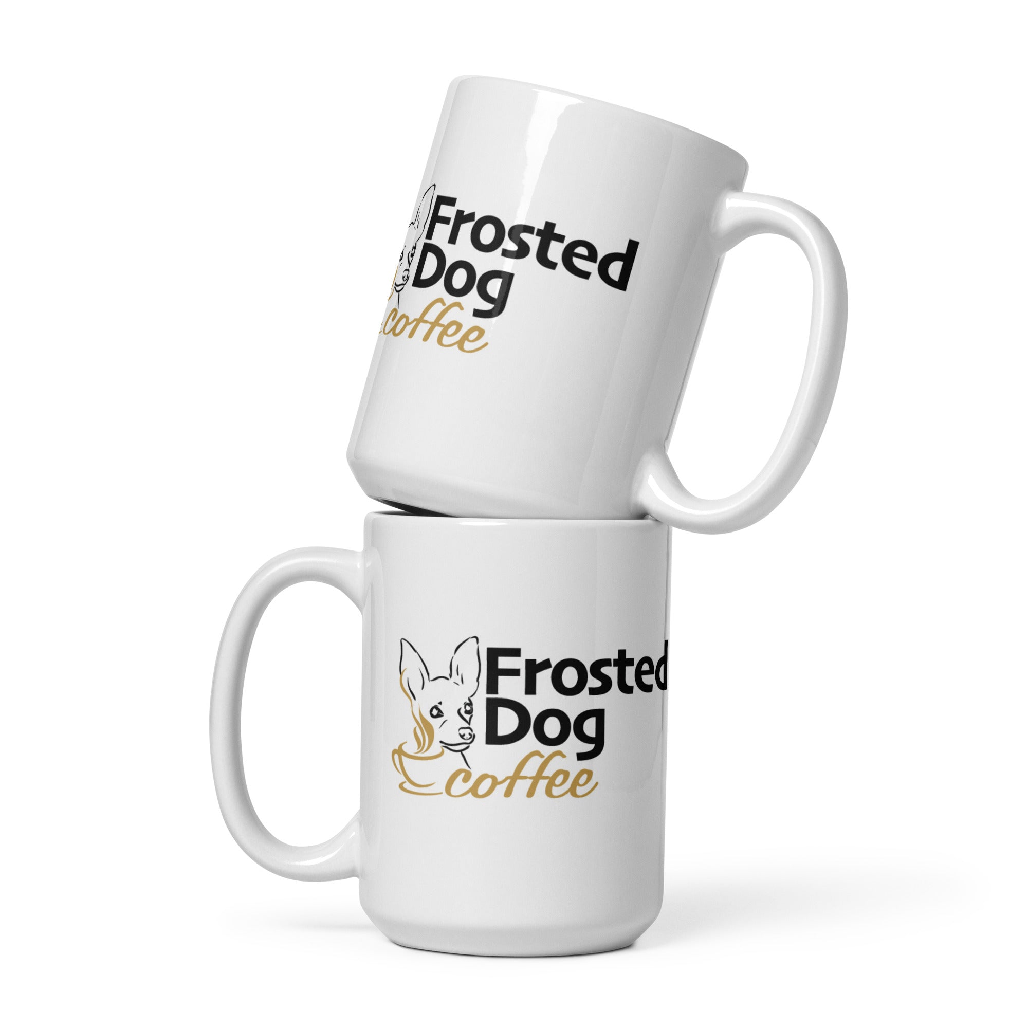 Frosted Dog Coffee Mug — White Glossy Ceramic Mug