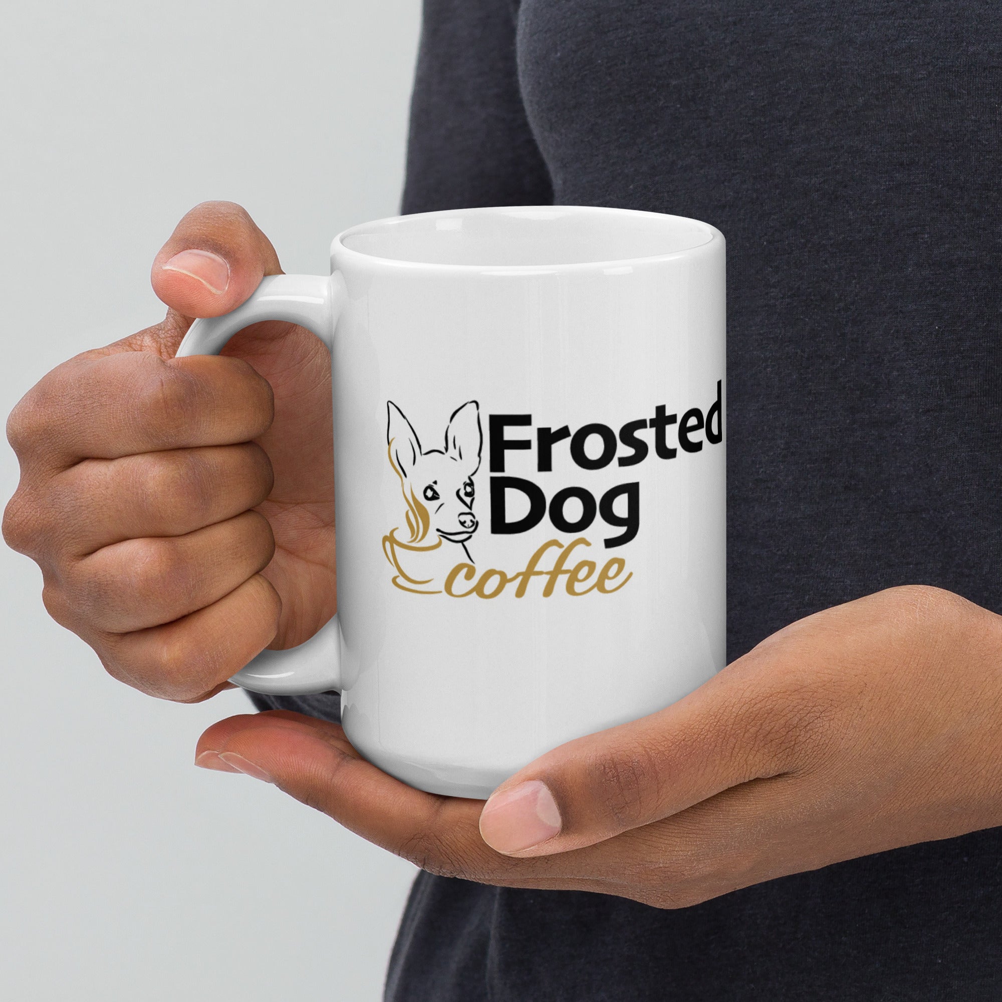Frosted Dog Coffee Mug — White Glossy Ceramic Mug