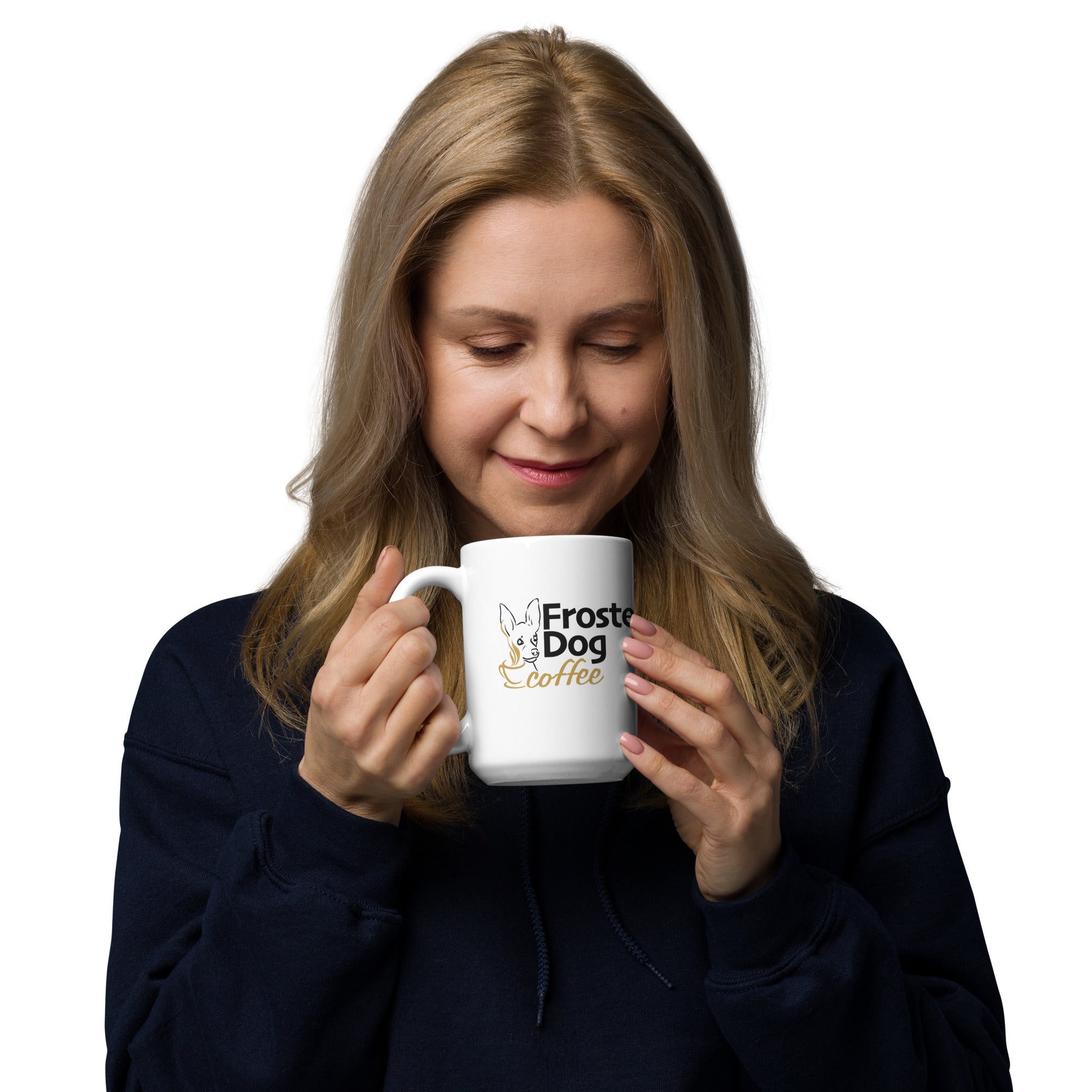 Frosted Dog Coffee Mug — White Glossy Ceramic Mug