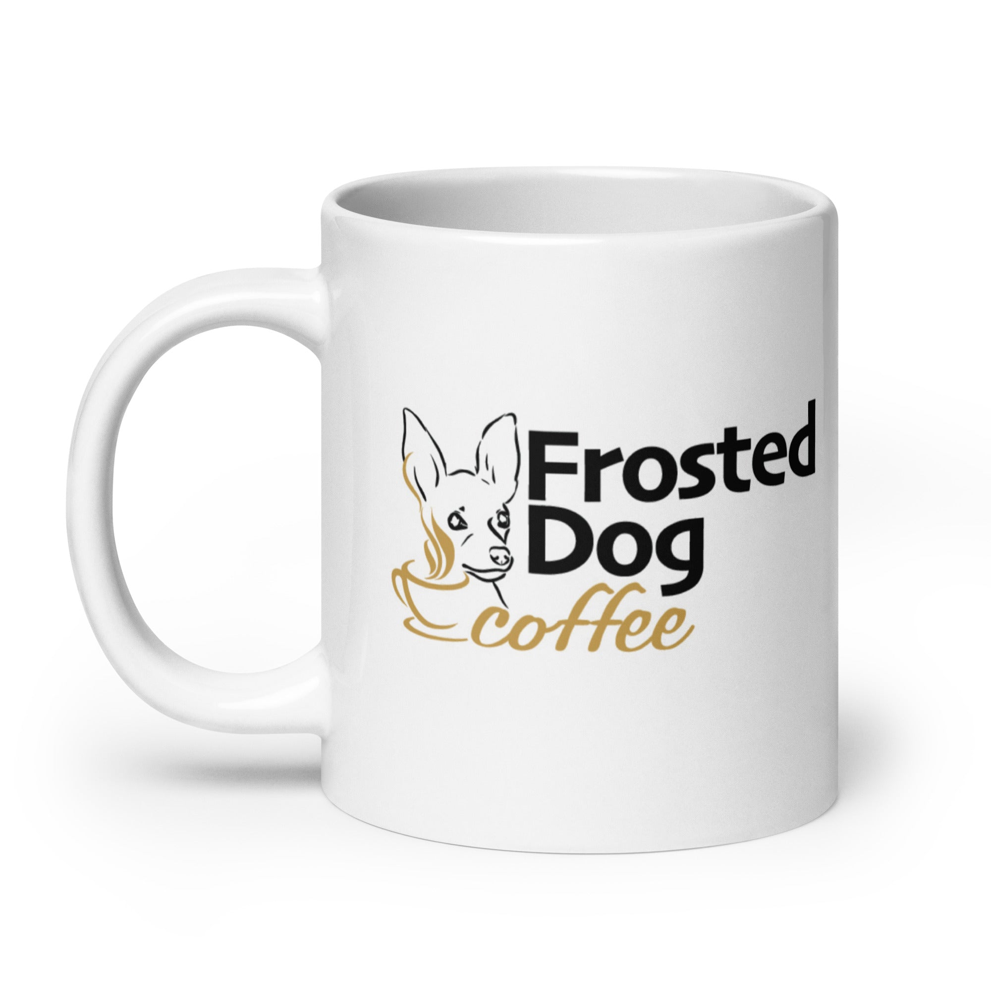 Frosted Dog Coffee Mug — White Glossy Ceramic Mug